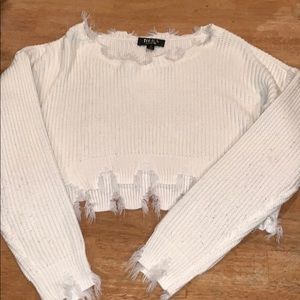 frayed crop sweater size M